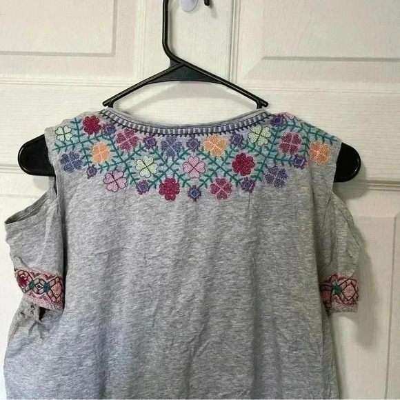Johnny Was Womens Clover Cold-Shoulder Embroidered Blouse Sz XS - Picture 5 of 7